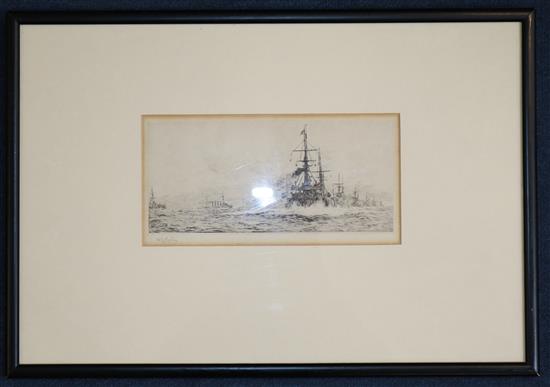 William Lionel Wyllie (1851-1931) Warships at sea 4 x 8.5in.